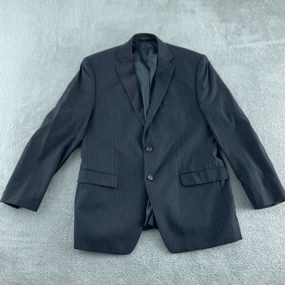 Lauren Ralph Lauren Black Pinstripe Wool Mens Blazer Size 44R 5175 - Picture 1 of 11